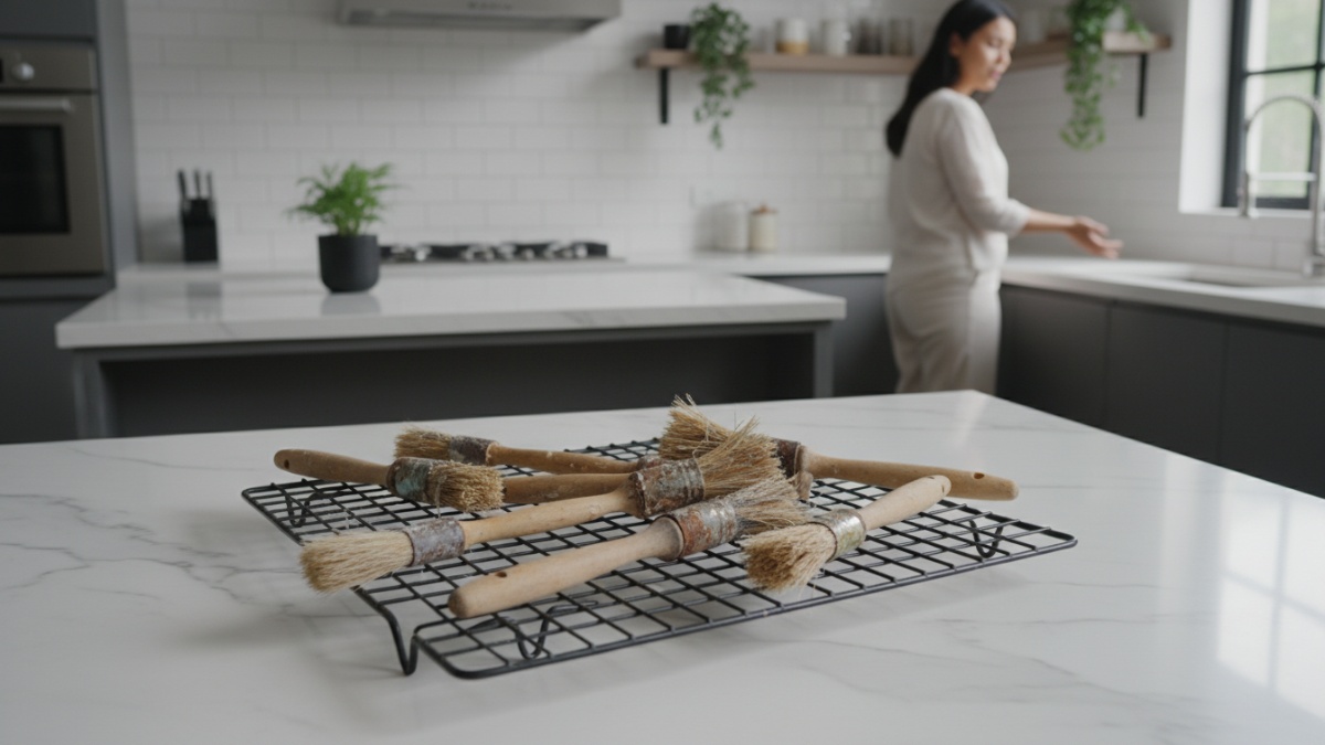 Contoh kuas baking yang rusak akibat cara mencuci kurang tepat. 