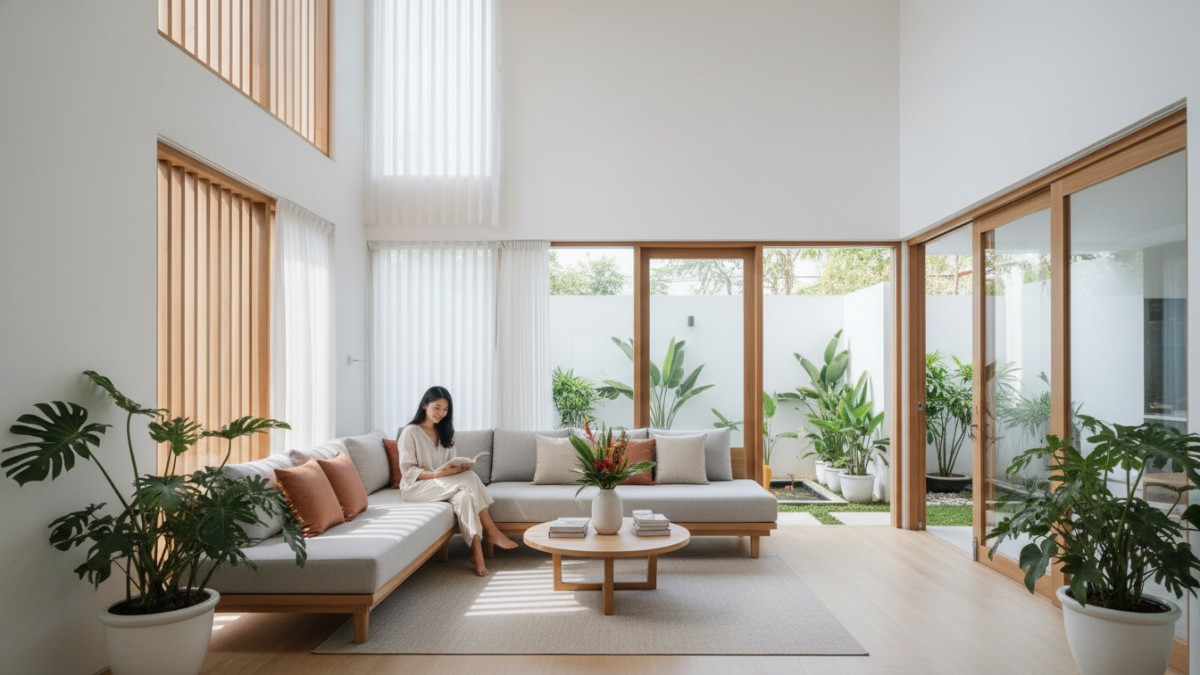 Interior rumah dengan ventilasi alami yang membantu menjaga aroma ruangan tetap segar. 