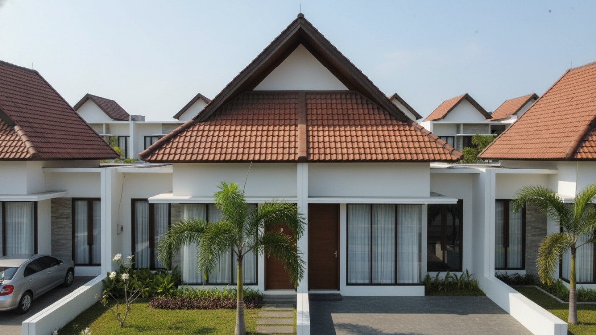 Atap genteng populer pada rumah tropis modern di Indonesia.