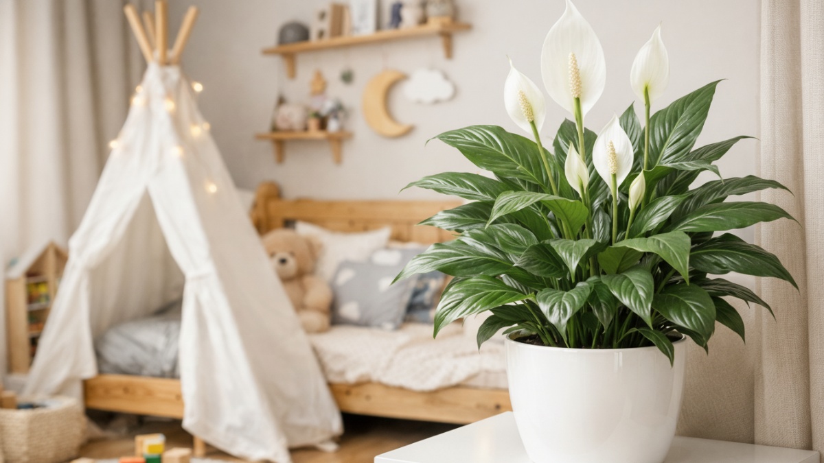 Peace Lily di kamar anak.