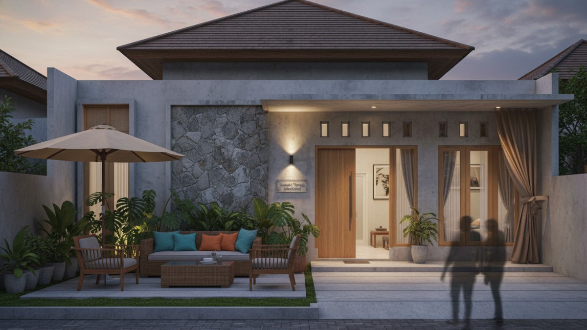 Tampilan halaman rumah seperti Caffe shop