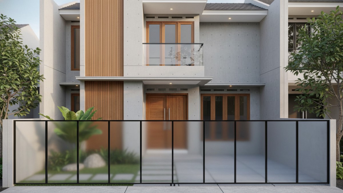 Pagar Kaca Tempered + Aluminium Minimalis: Futuristik Elegan