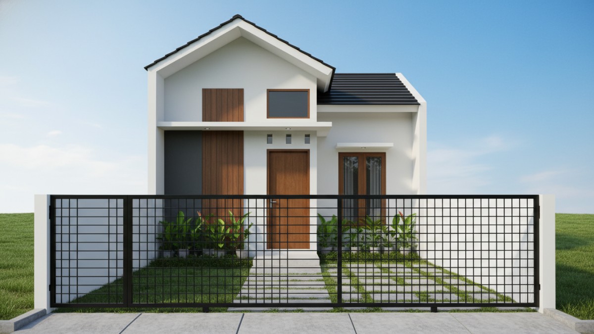 Pagar besi hollow garis horizontal 