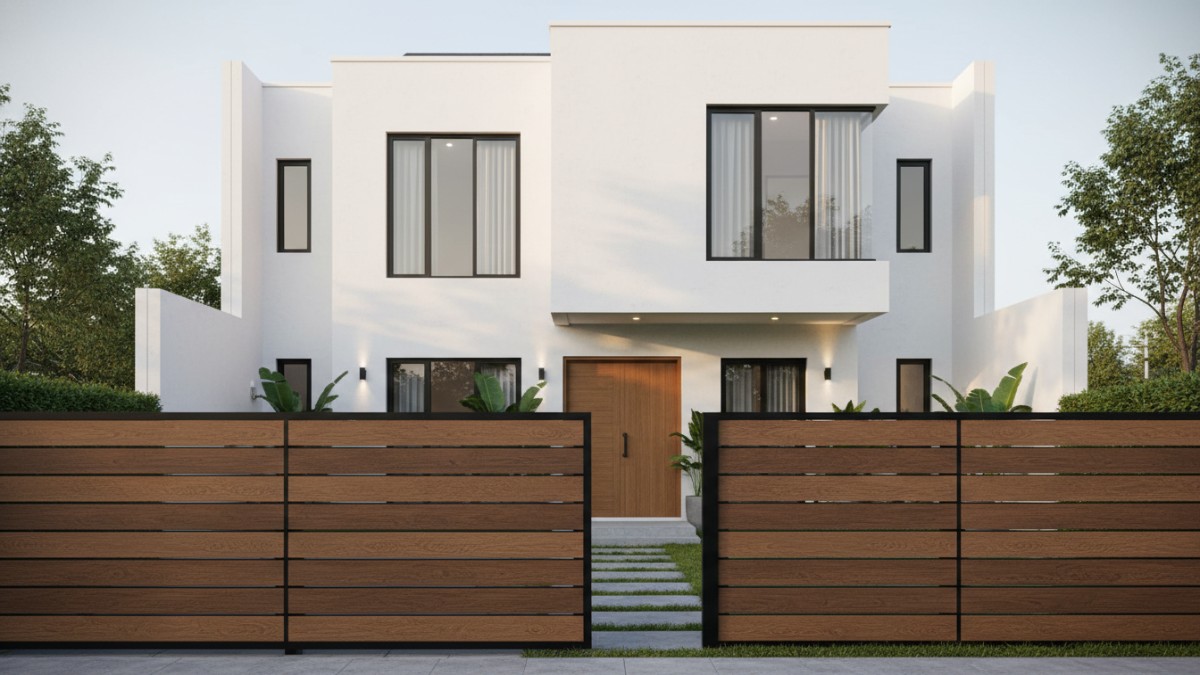 Pagar kisi kayu horizontal modern  