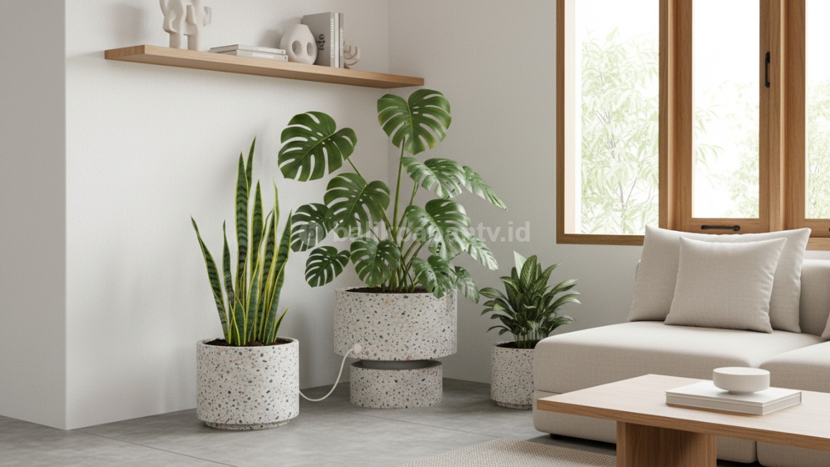 Sudut Tanaman Indoor dengan Sistem Self-Watering