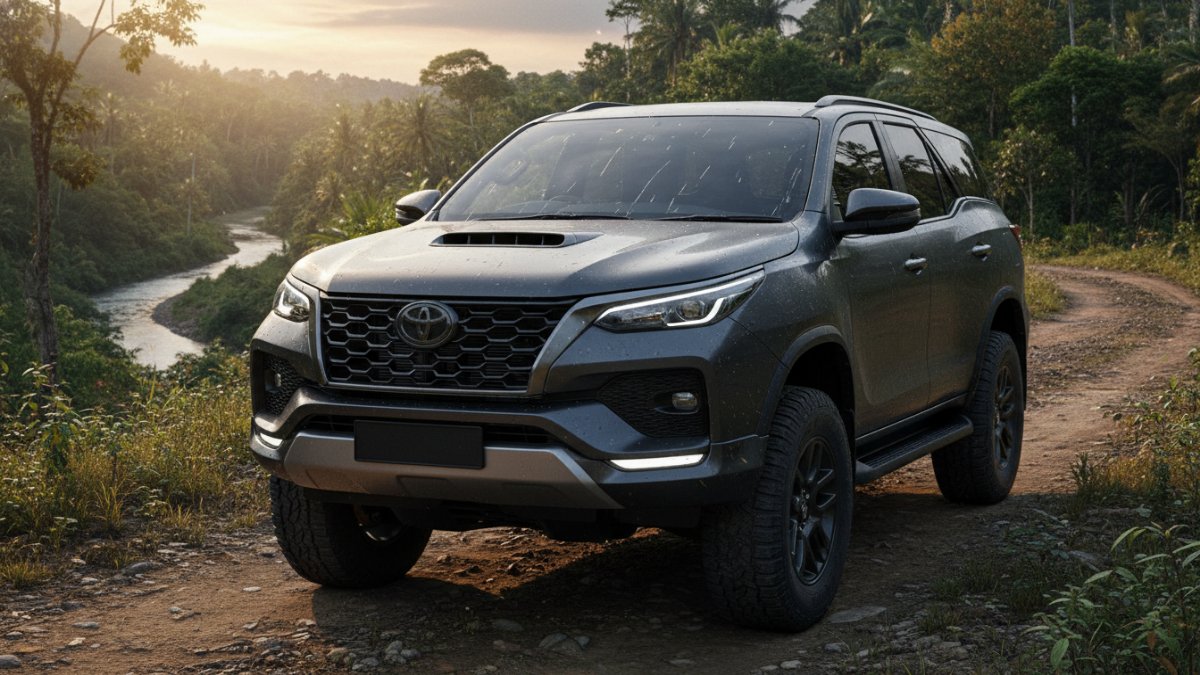 Fortuner 2025 tampil garang dengan desain depan LED tipis dan grille besar, cocok untuk jalanan Balikpapan