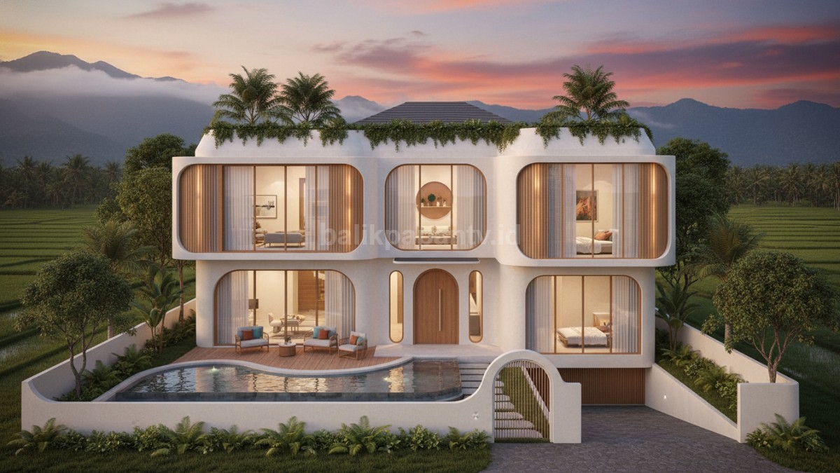 Desain rumah modern tanpa sudut tajam dengan dinding lengkung yang memberi kesan hangat dan nyaman.