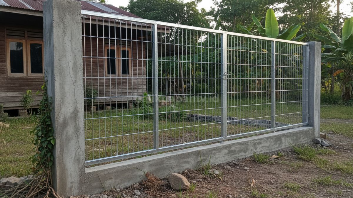 Pondasi tiang pagar BRC yang kuat dan stabil