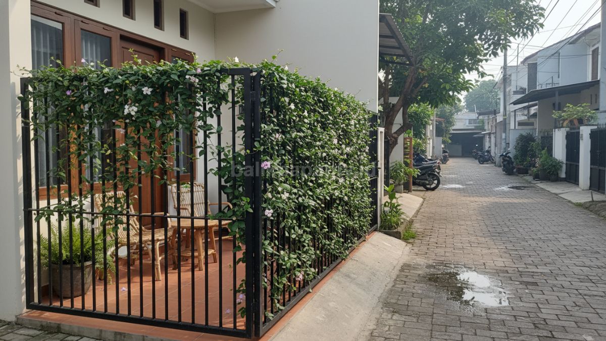 Pagar besi dengan tanaman rambat