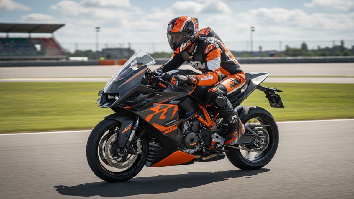 KTM 990 RC-R Track di lintasan sirkuit dengan desain agresif dan winglet khas MotoGP