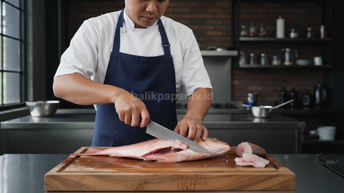 Teknik filet ikan menggunakan pisau tajam 