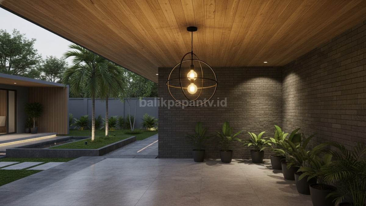 Lampu gantung minimalis Cocok untuk teras dengan plafon. 