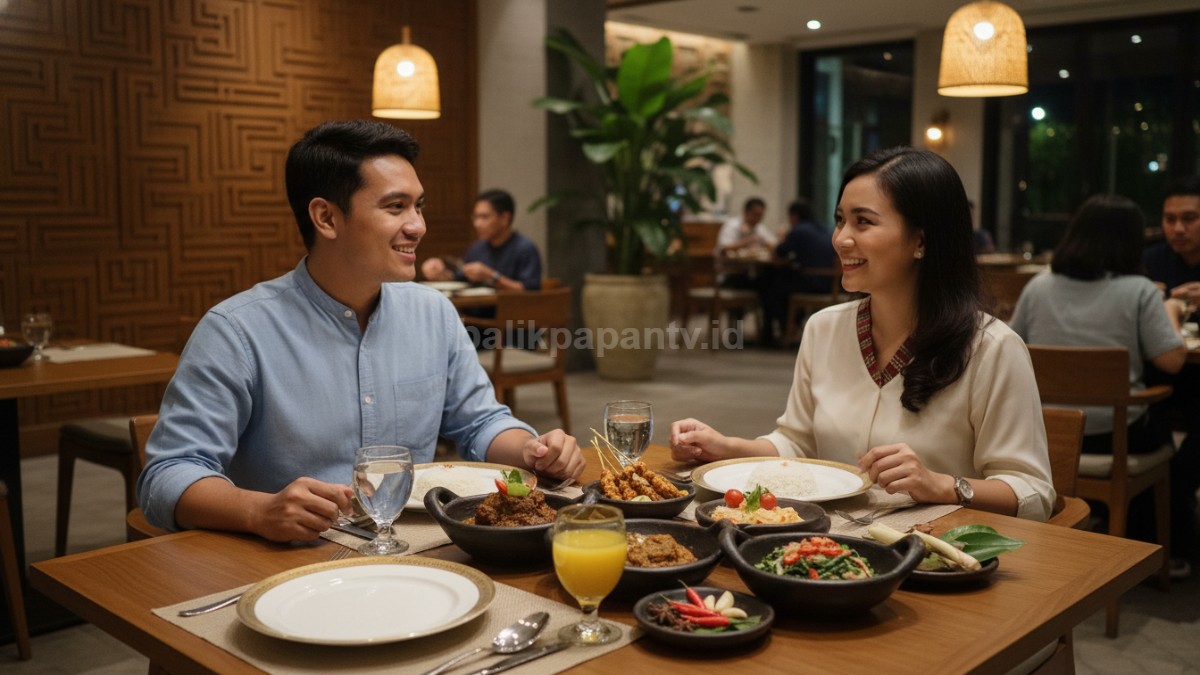 Ilustrasi pengalaman makan nyaman dengan penataan alat makan yang baik 