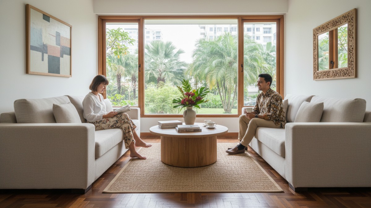 Ukuran jarak ideal antar sofa dan meja di ruang tamu 