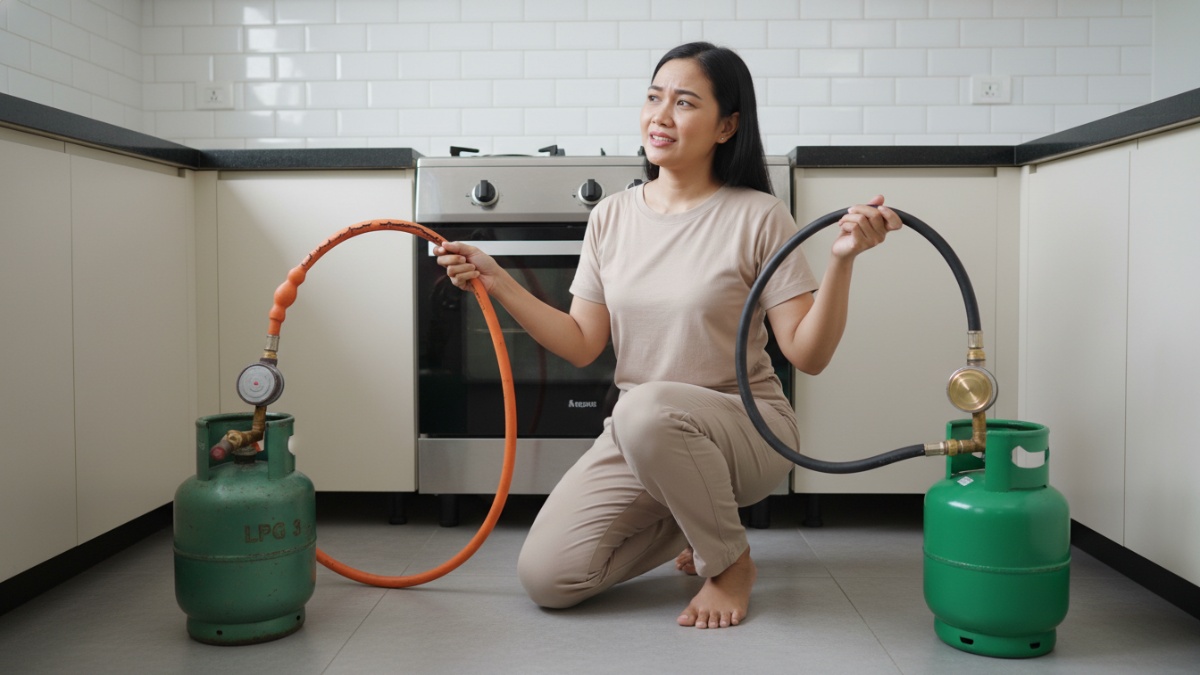 Perbandingan selang gas lama dan baru untuk keamanan dapur rumah 