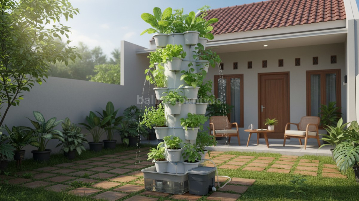  Perawatan tower garden dengan mengecek kondisi media dan aliran air agar tetap bersih dan berfungsi baik