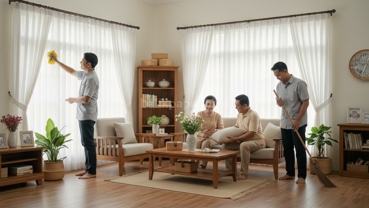 Rumah yang sudah rapi, terang, barang tertata, suasana nyaman dan siap menerima tamu Lebaran