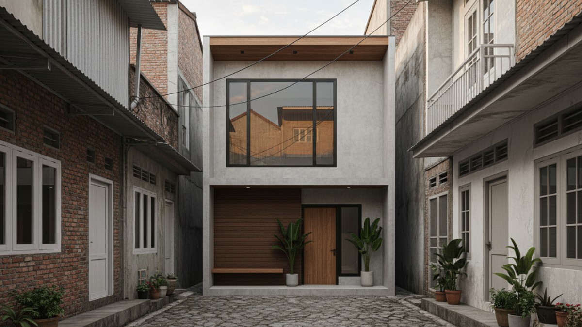 Rumah minimalis di gang sempit dengan desain vertikal modern dan pencahayaan alami maksimal