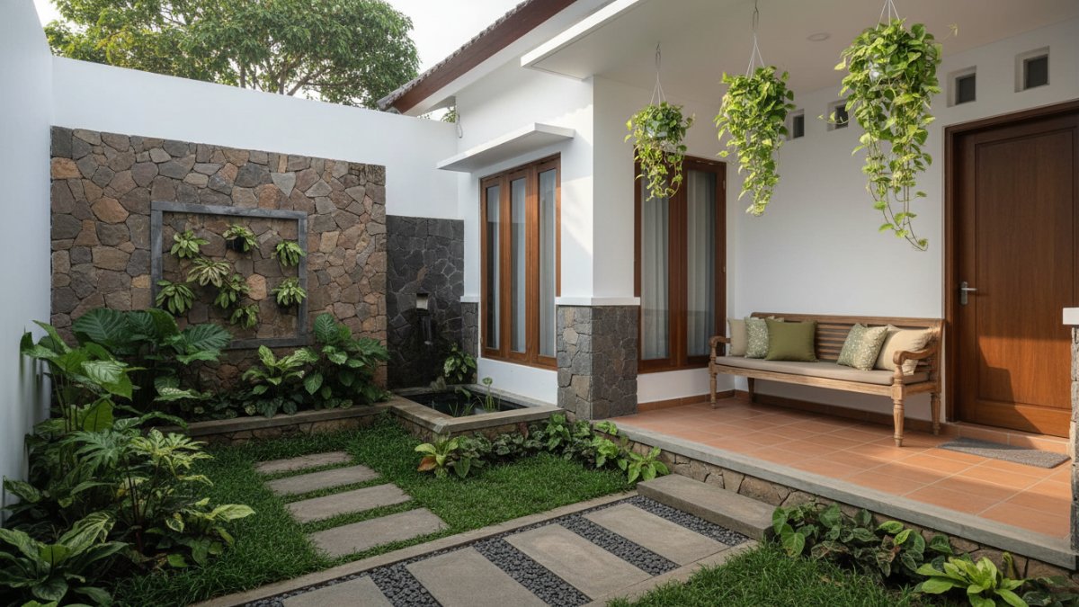 Teras menyatu dengan taman depan.