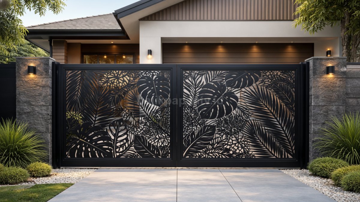 Pagar rumah laser cut motif.