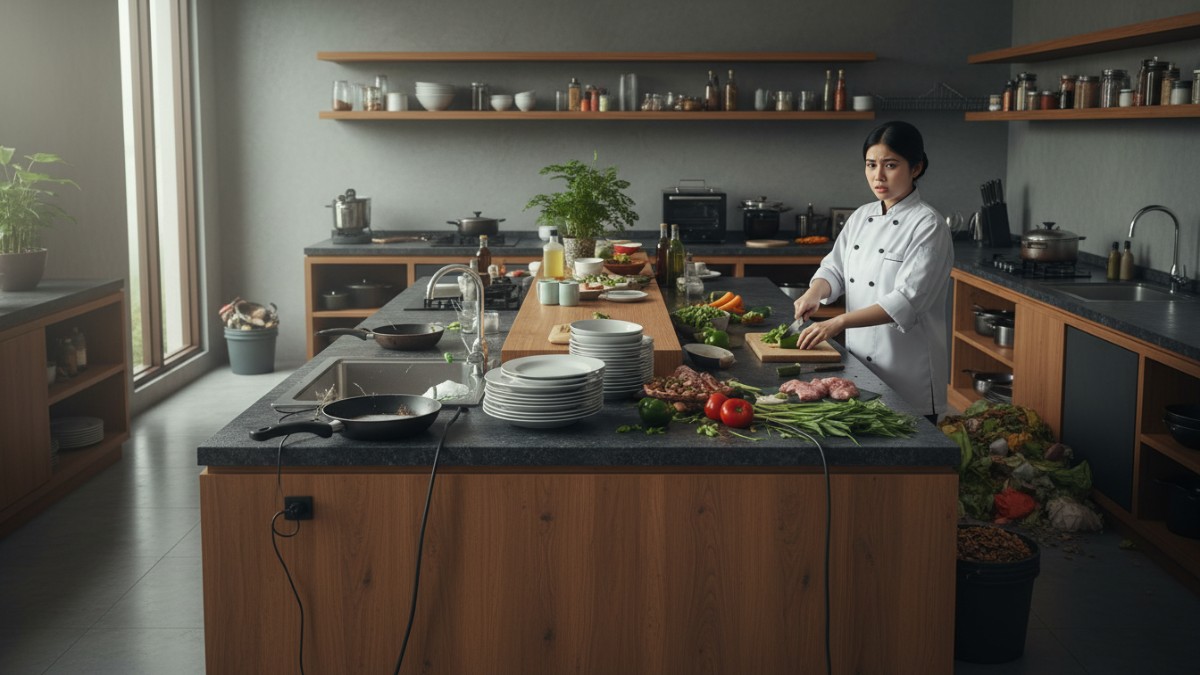 Apa kesalahan yang sering terjadi saat menerapkan dapur satu arah
