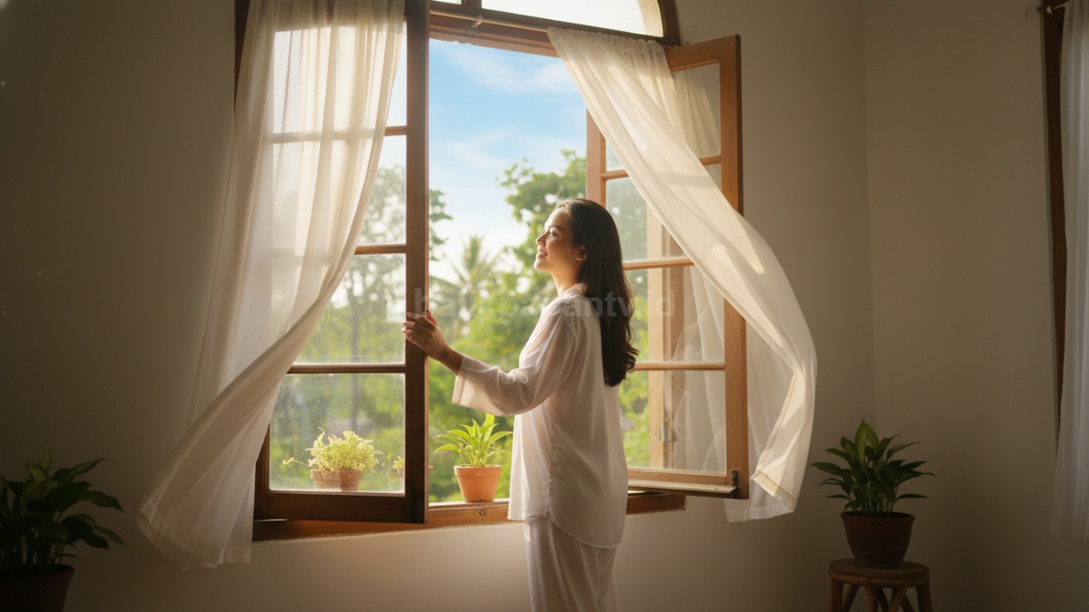 Buka ventilasi atau jendela pagi hari 