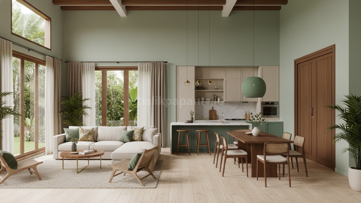 Kombinasi warna Hijau sage dan krem