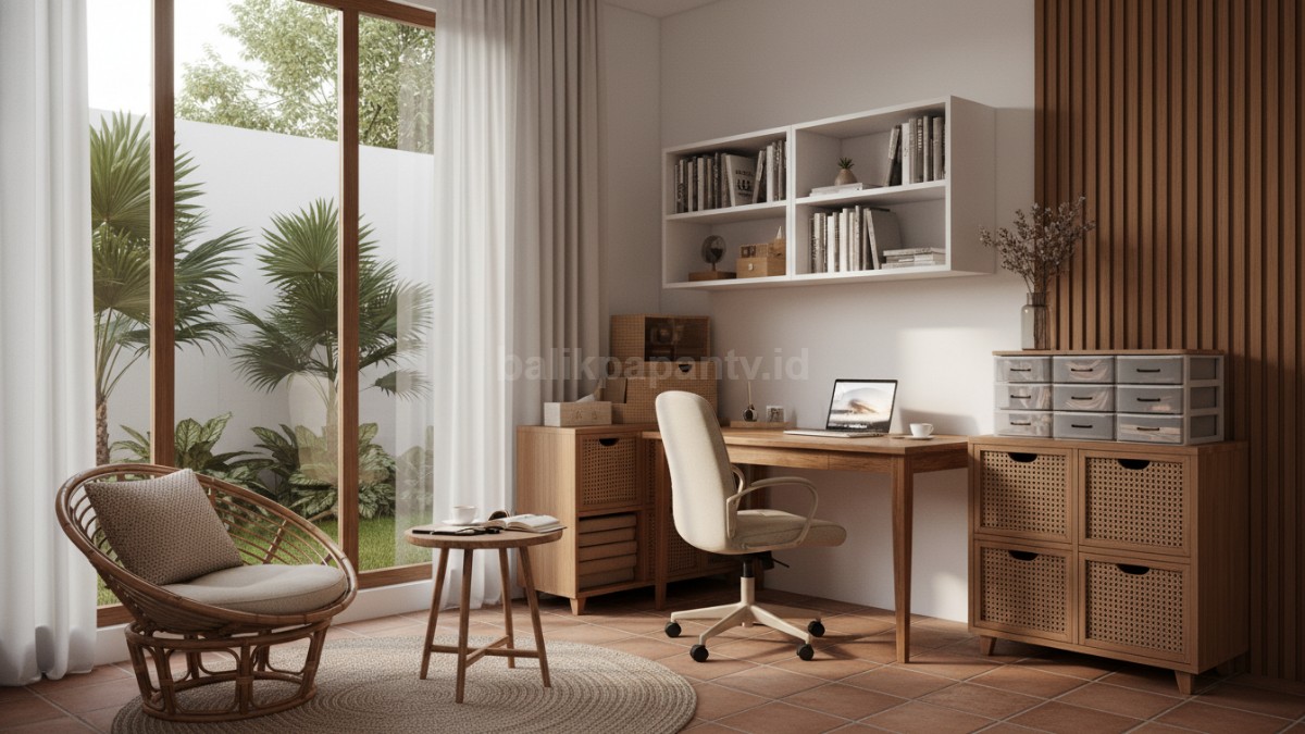 Sudut rumah kecil yang diubah jadi ruang kerja minimalis modern
