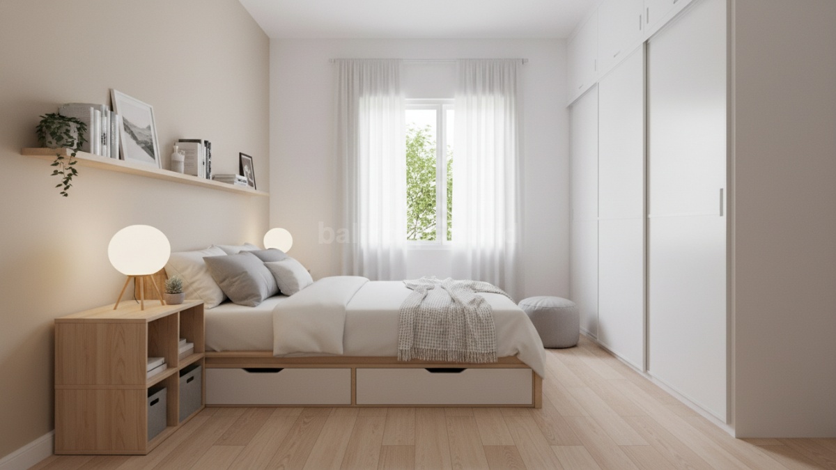 Desain kamar minimalis dengan warna putih yang membuat ruang terasa luas