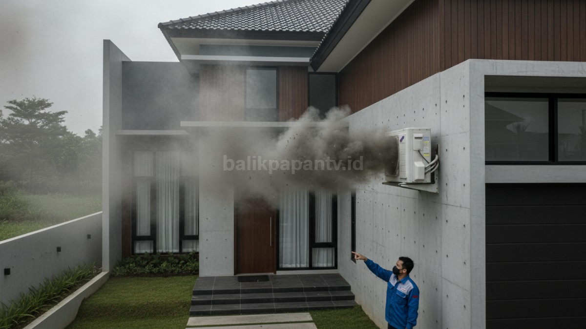 Ilustrasi udara kotor keluar dari AC yang jarang dibersihkan