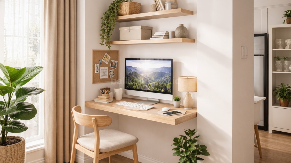 Mini workspace di sudut rumah minimalis.