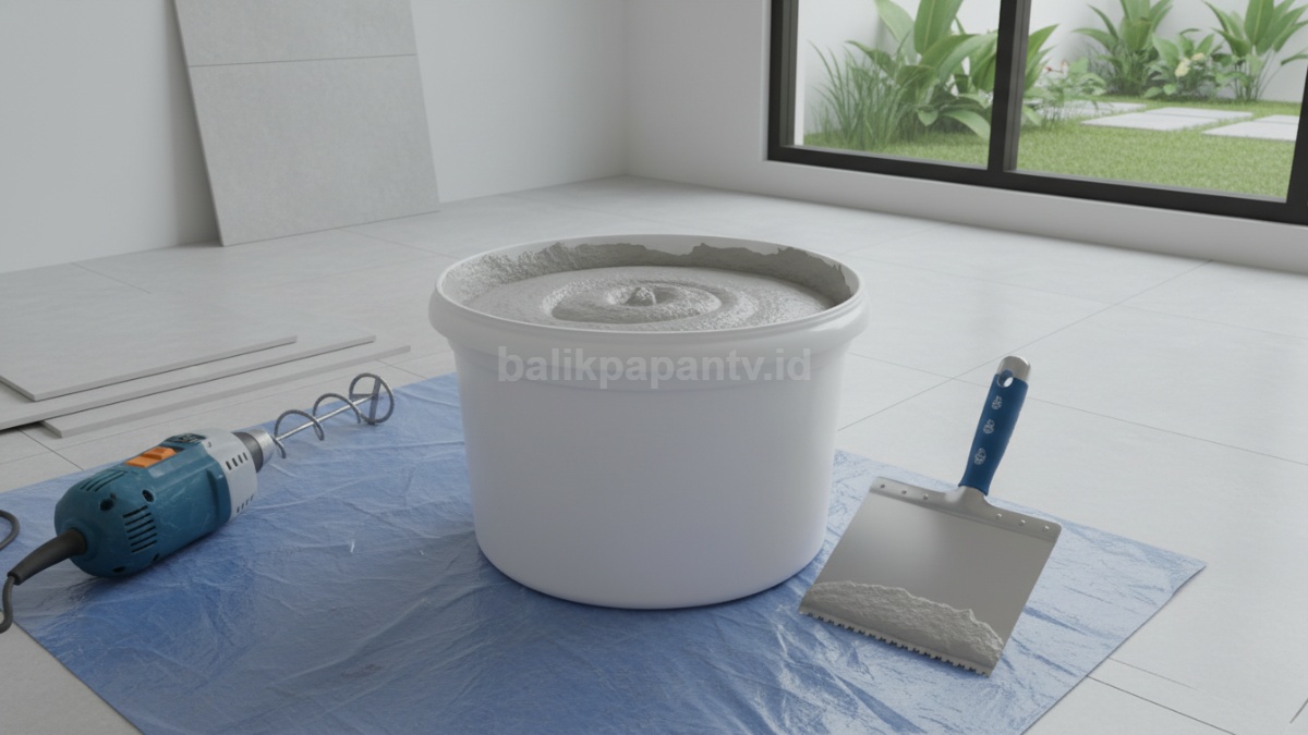 Campuran perekat keramik dan alat yang digunakan 