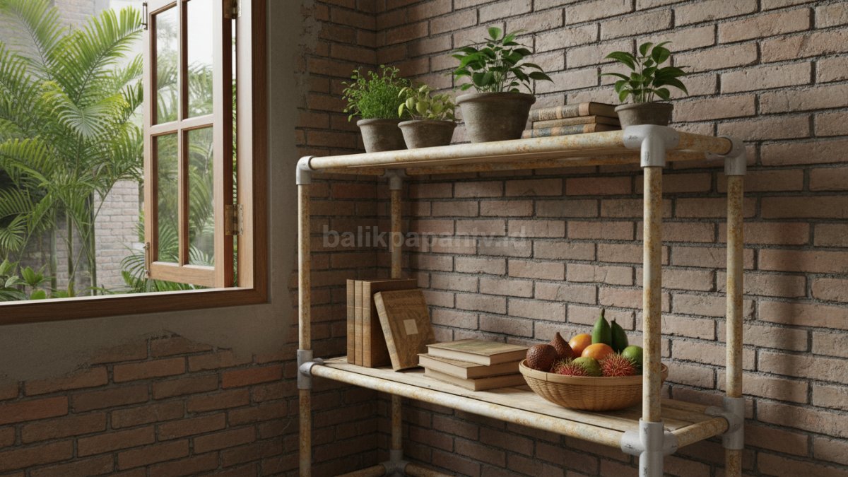 Rak PVC yang berubah warna karena tidak dilapisi cat