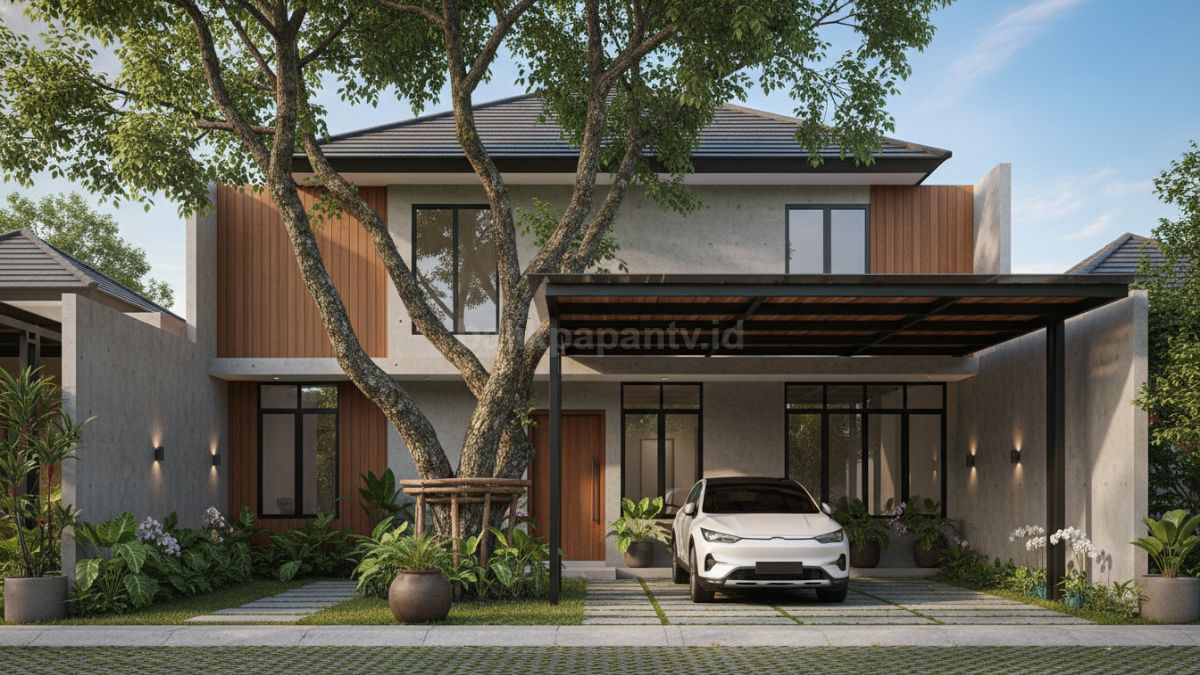 Integrasi Pohon Peneduh Membangun carport di sekitar pohon besar
