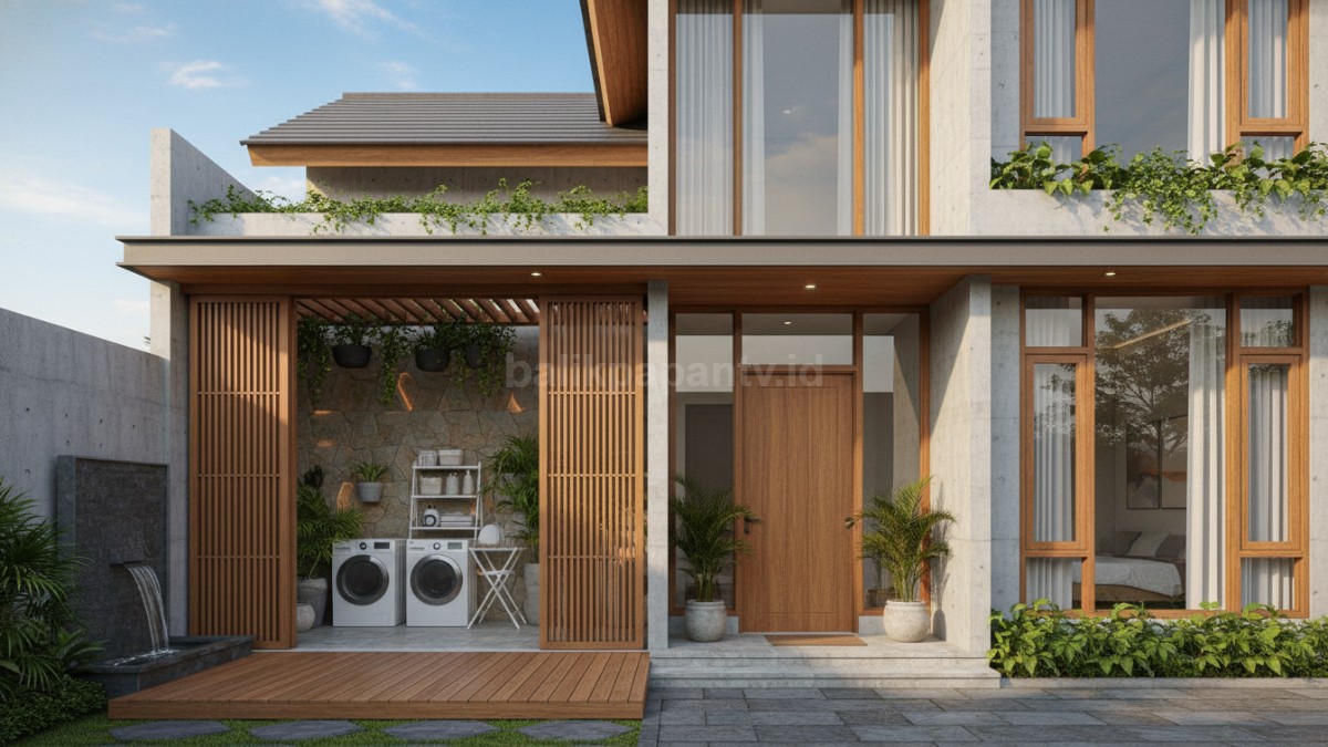 Laundry tersembunyi di rumah minimalis modern, hemat ruang dan estetis