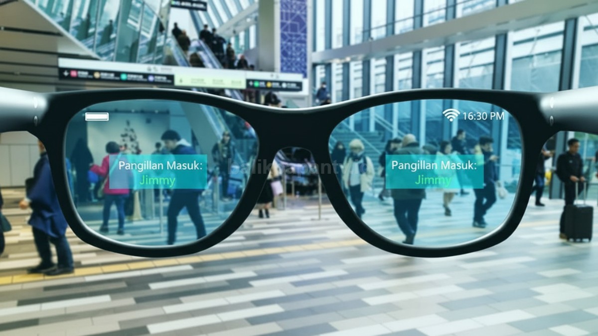 Teknologi masa depan kacamata pintar dengan notifikasi langsung di depan mata