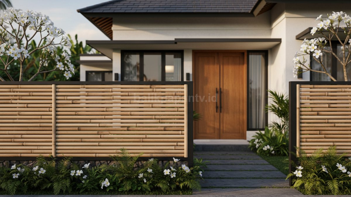 Pagar bambu modern dengan desain minimalis rapi