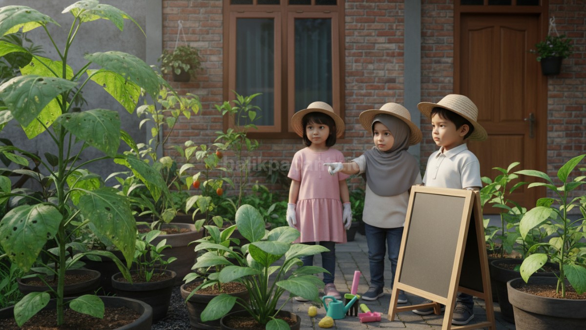 Daun tanaman yang terkena hama di kebun rumah