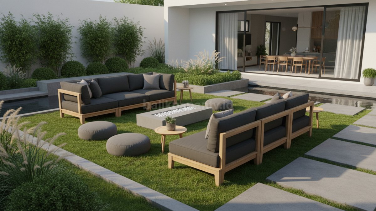 Berbagai jenis furnitur taman seperti sofa outdoor