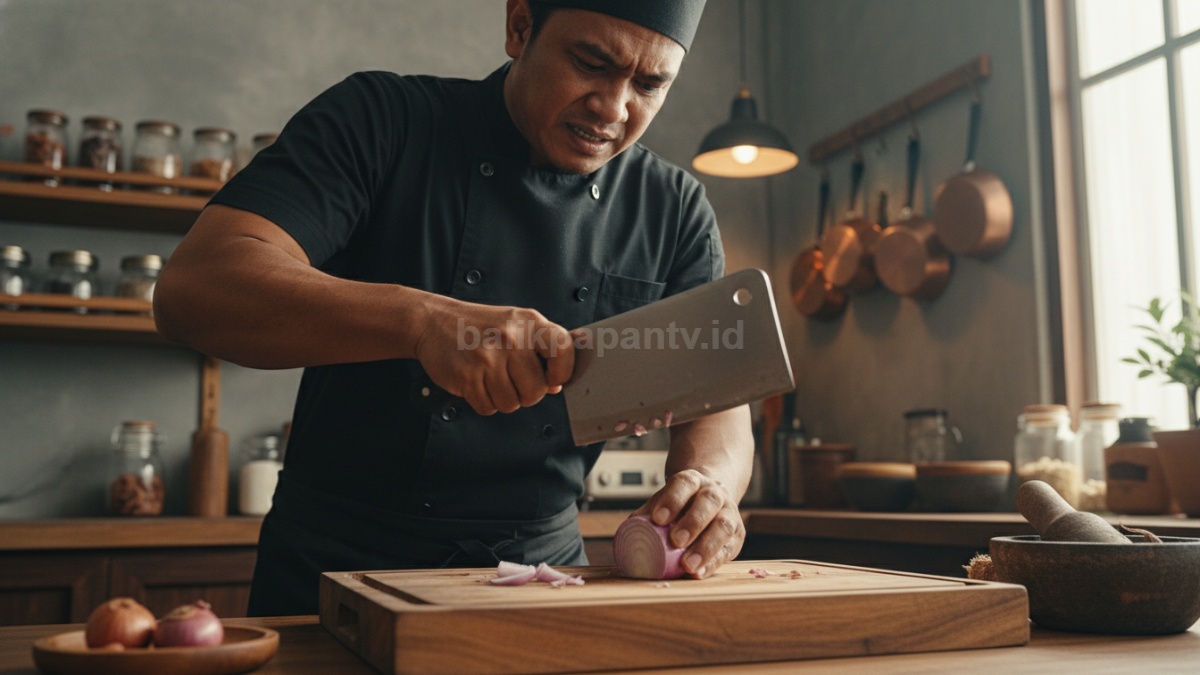  Harus menekan kuat untuk memotong bawang  