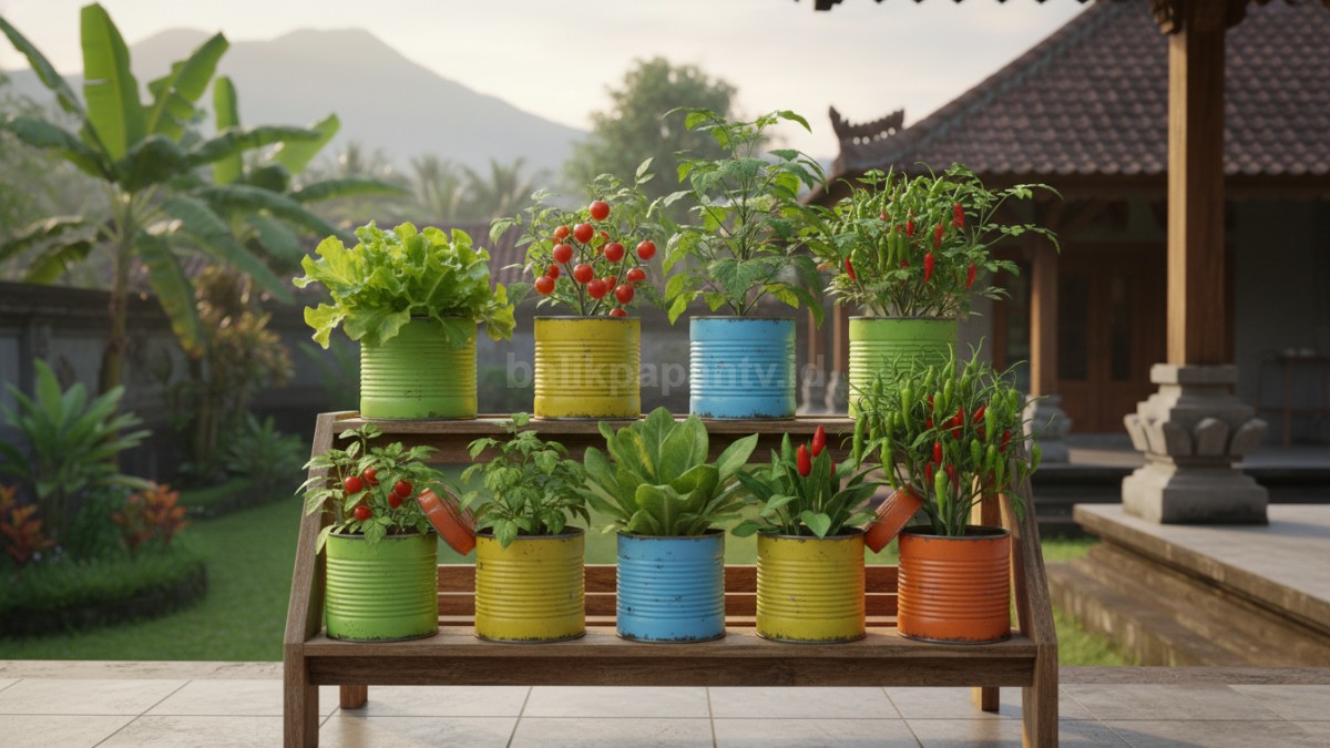 Sayur tumbuh rapi dalam kaleng bekas