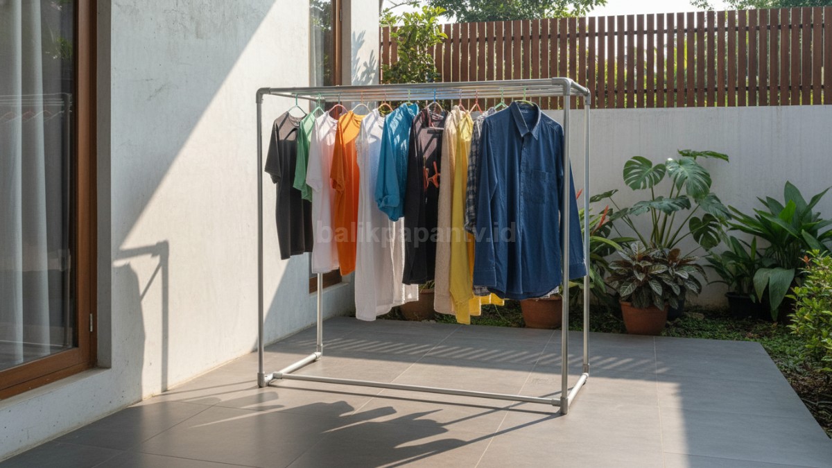 Detail ukuran jemuran lebar 60 sampai 120 tinggi 180 sampai 220  