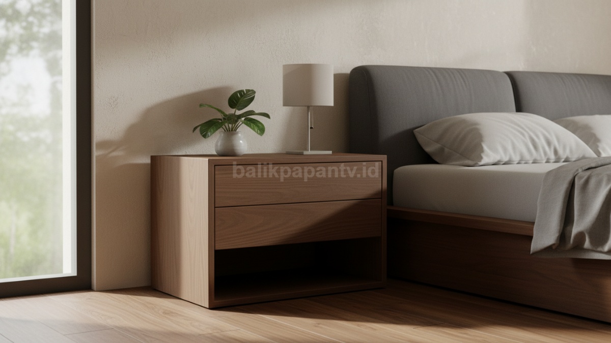 Nakas custom sesuai desain tempat tidur.