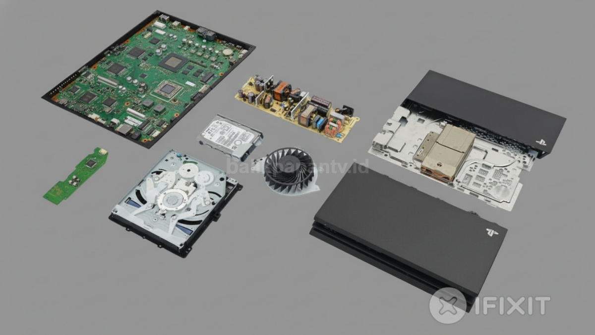 PS4 Slim dibongkar memperlihatkan motherboard dan sistem pendingin