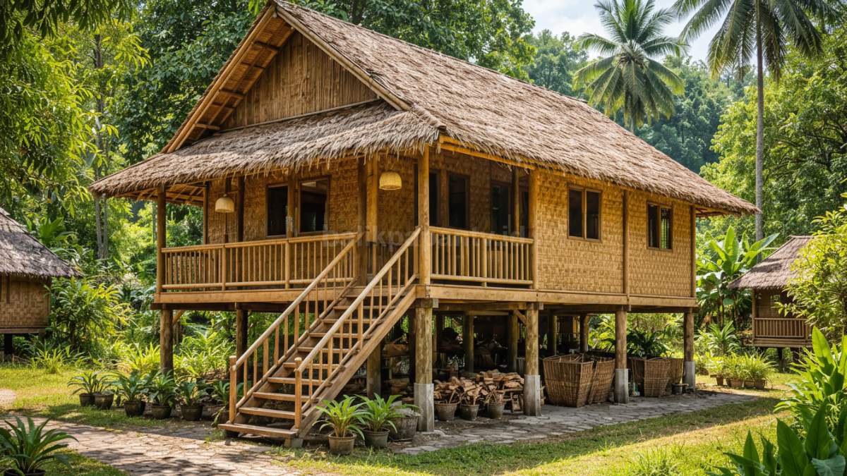 Rumah panggung minimalis sederhana di desa.