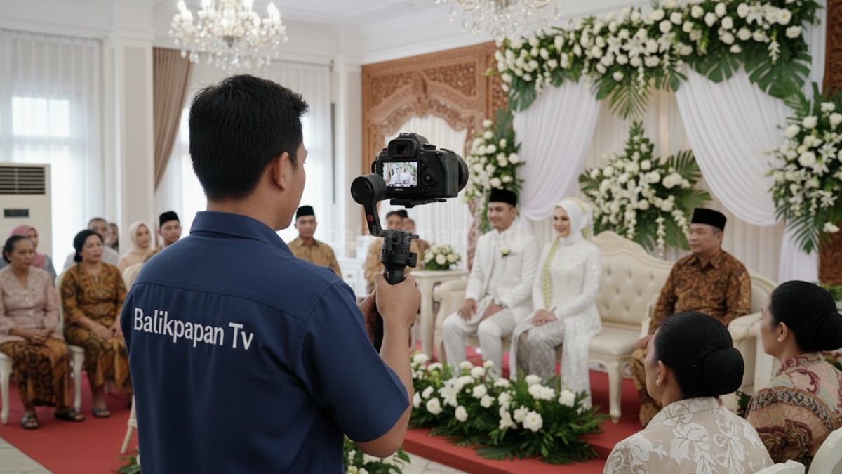 videografer mengatur framing sebelum prosesi dimulai