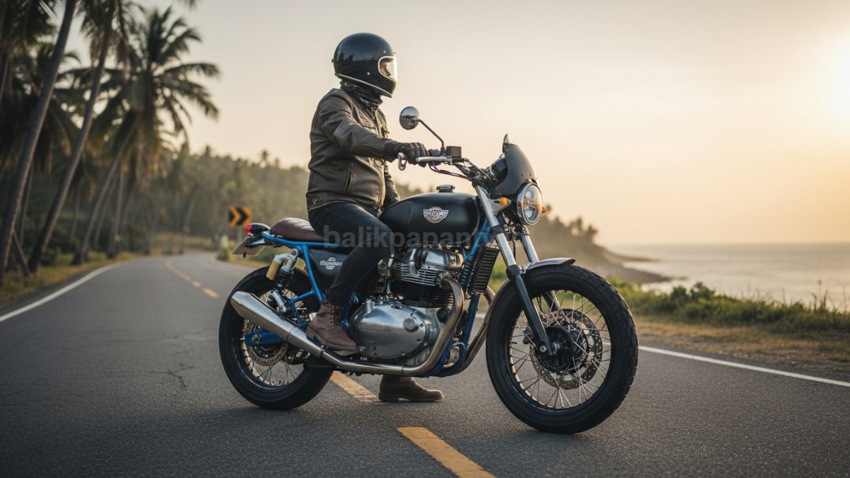 Royal Enfield Bear 650 dengan desain scrambler klasik dan warna rangka kontras, siap temani touring santai penuh gaya