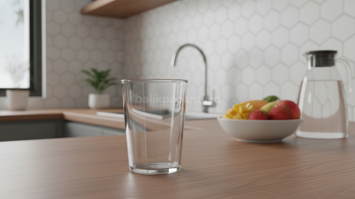Gelas plastik yang awalnya kusam dibersihkan hingga kembali jernih, tampak bersih dan siap digunakan di dapur rumah. 