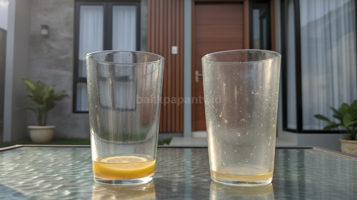 Perbandingan gelas plastik berkualitas dan yang kusam 