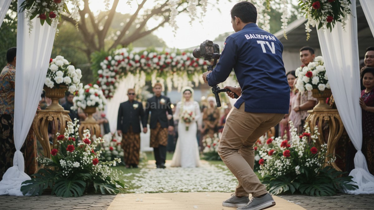 Gerakan kamera cinematic saat pengantin berjalan masuk venue, menciptakan suasana emosional yang terasa nyata.